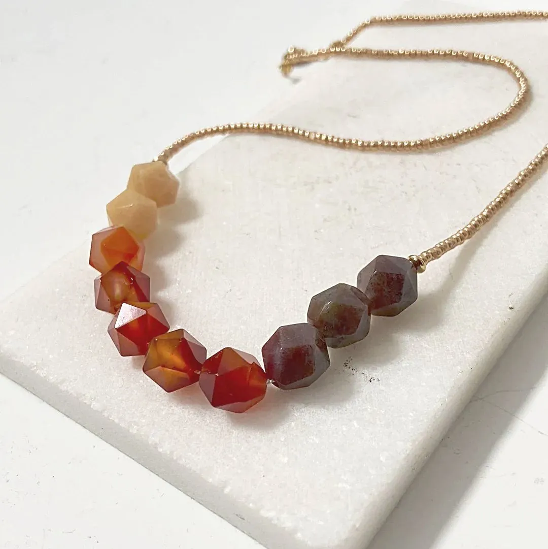 Beaded Carnelian Necklace-Uni- T