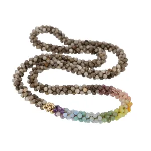 Beaded Gemstone Necklace: Rainbow, Jasper and Gold