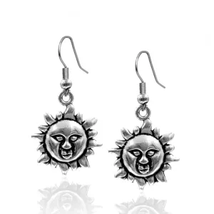BESHEEK Antique Silvertone Sunny Face Fashion Earrings | Hypoallergenic Boho Beach Gala Wedding Style Fashion Earrings