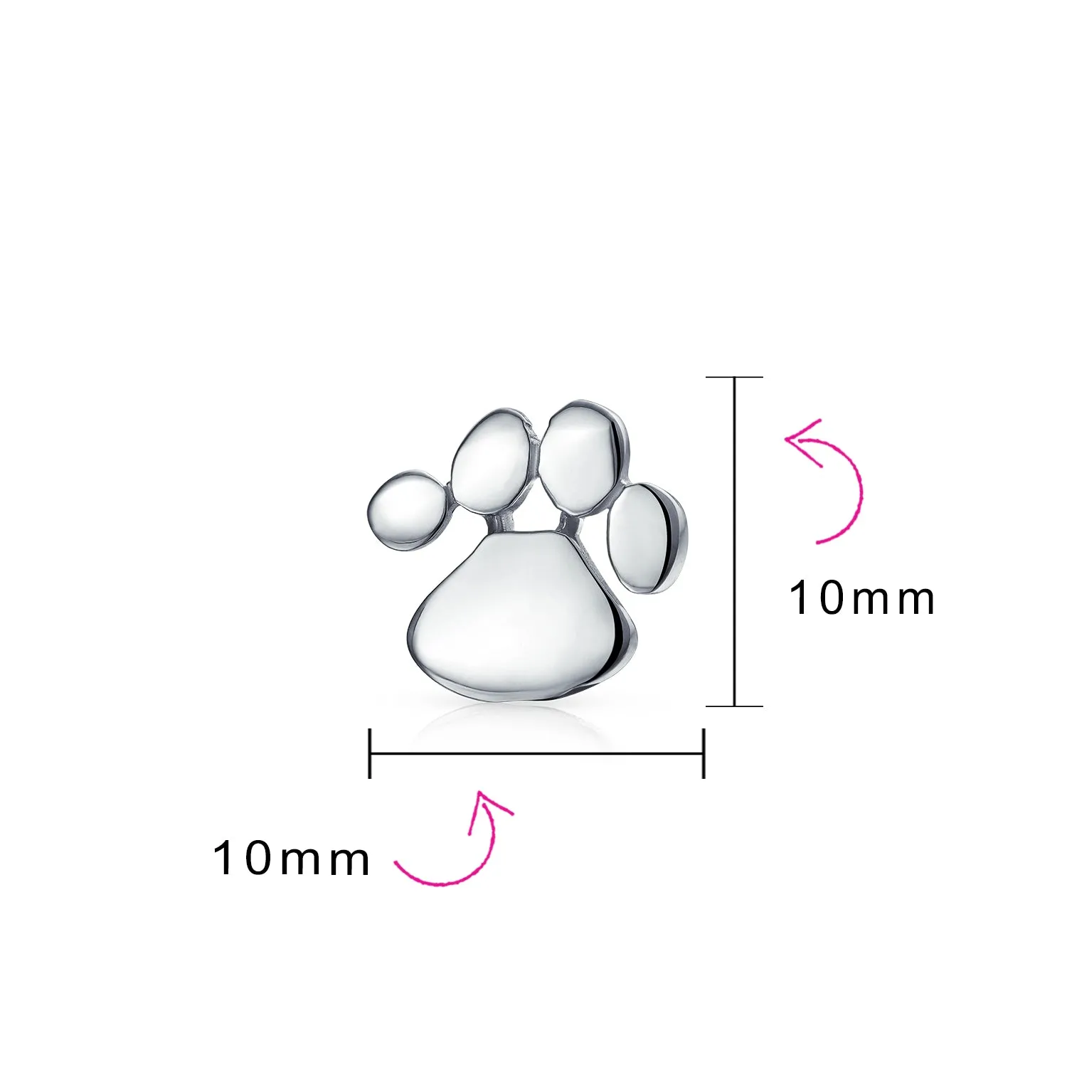 BFF Animal Lover Pet Dog Cat Paw Print Stud Earrings Gold Plated Sterling Silver