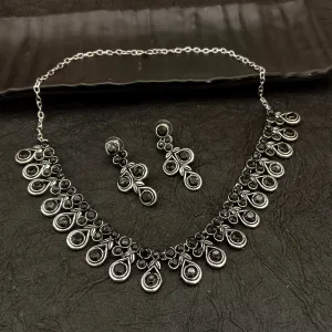 Bhavi Jewel Oxidised Plated Crystal Stone Necklace Set