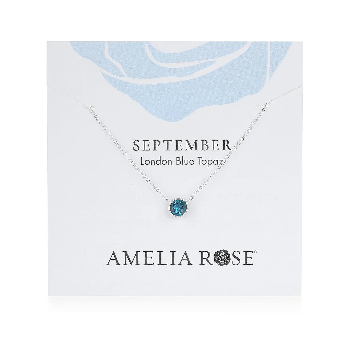 Birthstone Solitaire Necklace-September London Blue Topaz