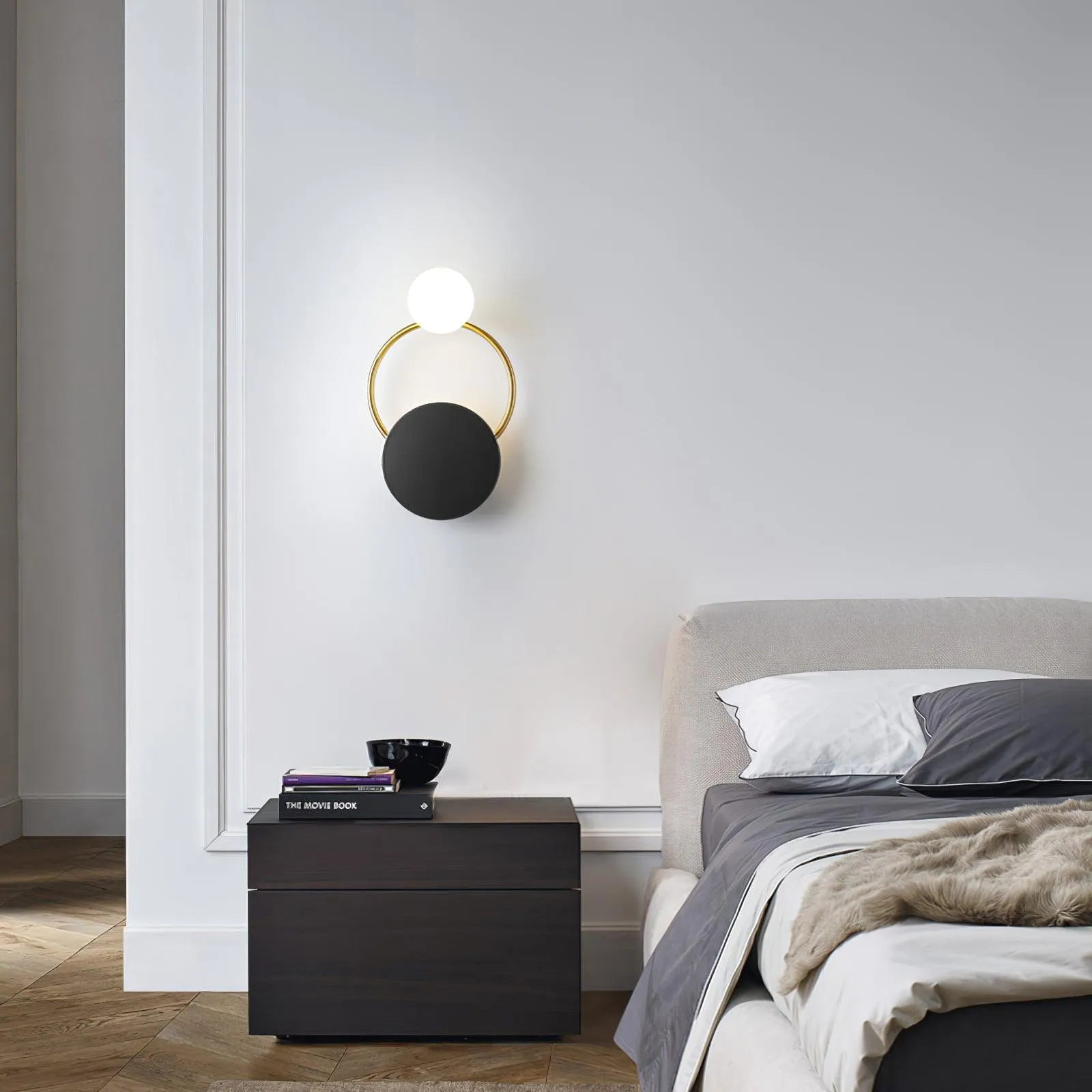 Black Circular Rings Wall Lamp