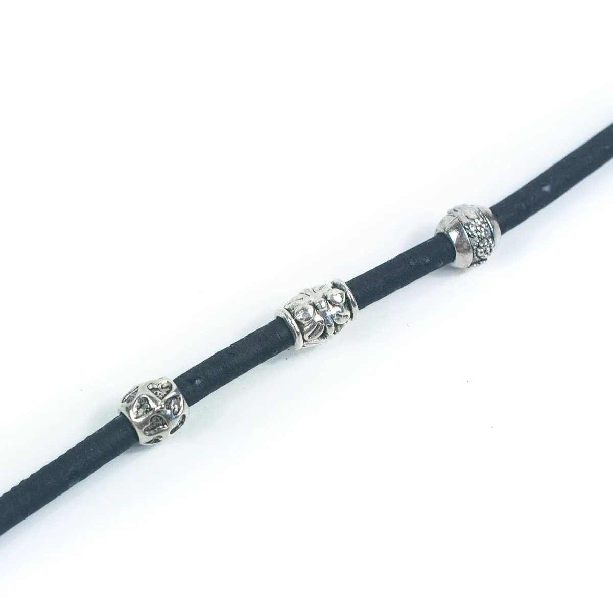 Black Cork Cord, 5mm Round String for Jewelry Making COR-201(10 meters)