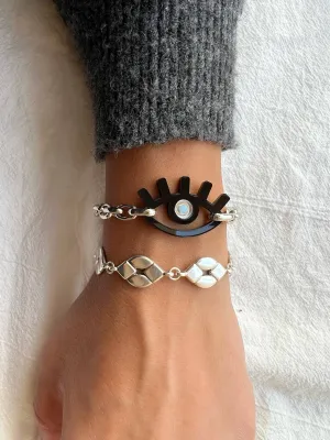 Black Evil Eye Bracelet Stainless Steel Protection - Made in Greece