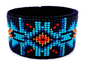 Black Native Leather Cuff Bracelet (L)