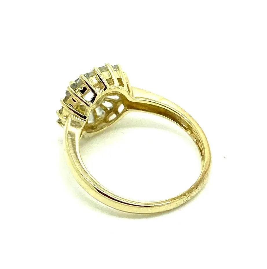 Blue Aquamarine Flower 9ct Gold Ring
