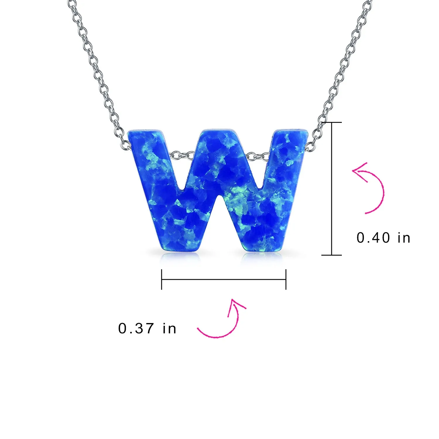 Blue Celestial Crescent Opal Pendant Necklace A-Z Sterling Silver Initials