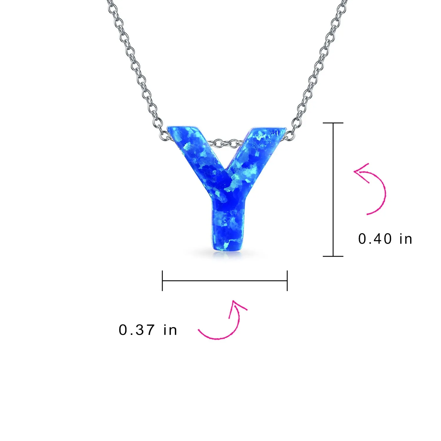 Blue Celestial Crescent Opal Pendant Necklace A-Z Sterling Silver Initials