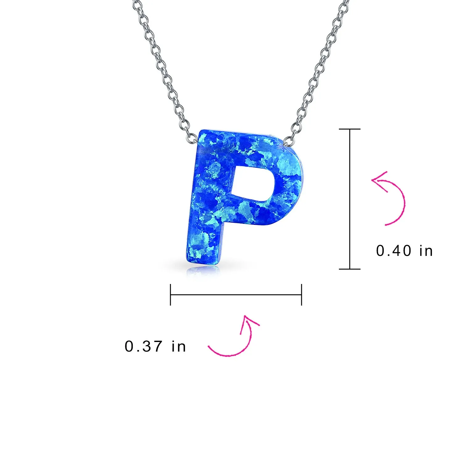 Blue Celestial Crescent Opal Pendant Necklace A-Z Sterling Silver Initials