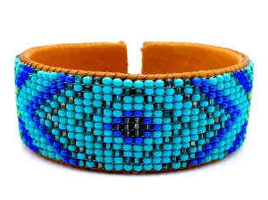 Blue/Turquoise Leather Cuff Bracelet (M)