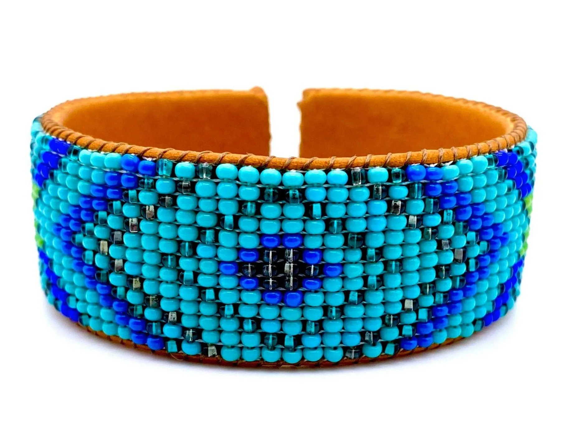 Blue/Turquoise Leather Cuff Bracelet (M)