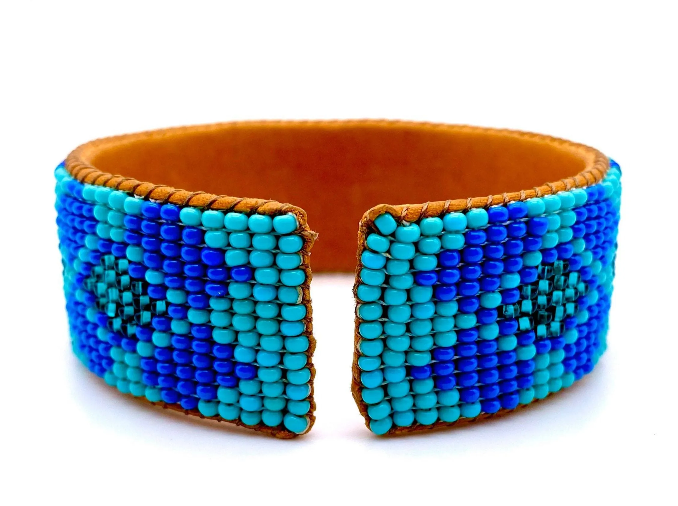 Blue/Turquoise Leather Cuff Bracelet (M)