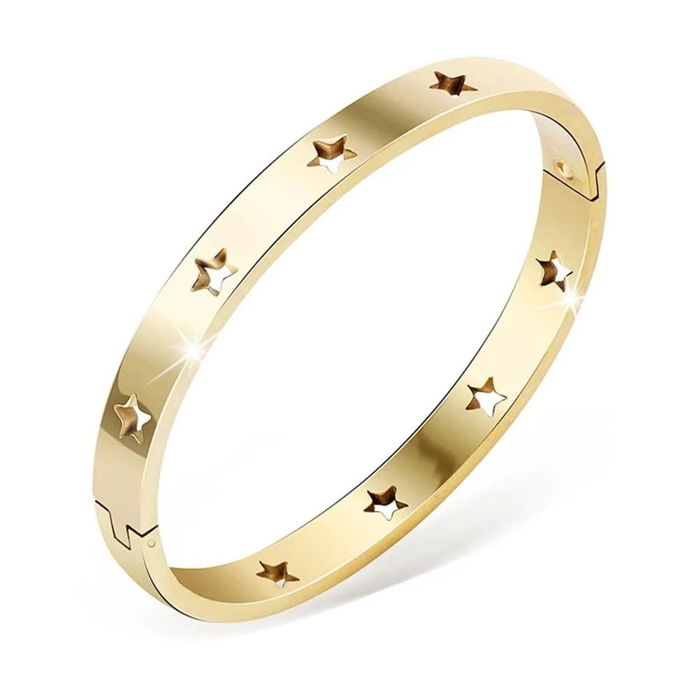 Boxed Bellatrix Star Bangle & V-Style Stud Earrings Set in Gold