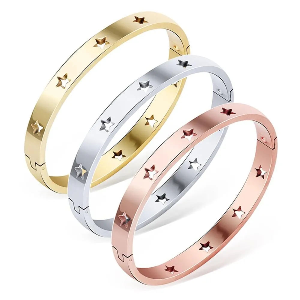 Boxed Bellatrix Star Bangle & V-Style Stud Earrings Set in Gold