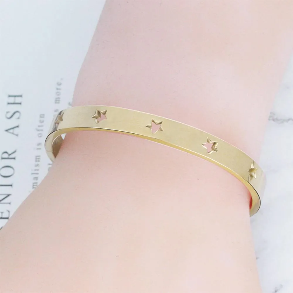 Boxed Bellatrix Star Bangle & V-Style Stud Earrings Set in Gold