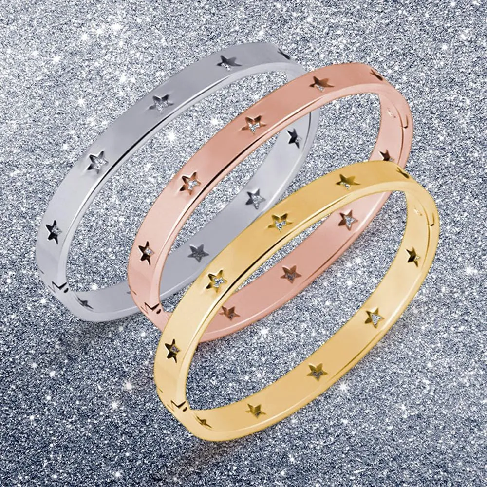 Boxed Bellatrix Star Bangle & V-Style Stud Earrings Set in Gold