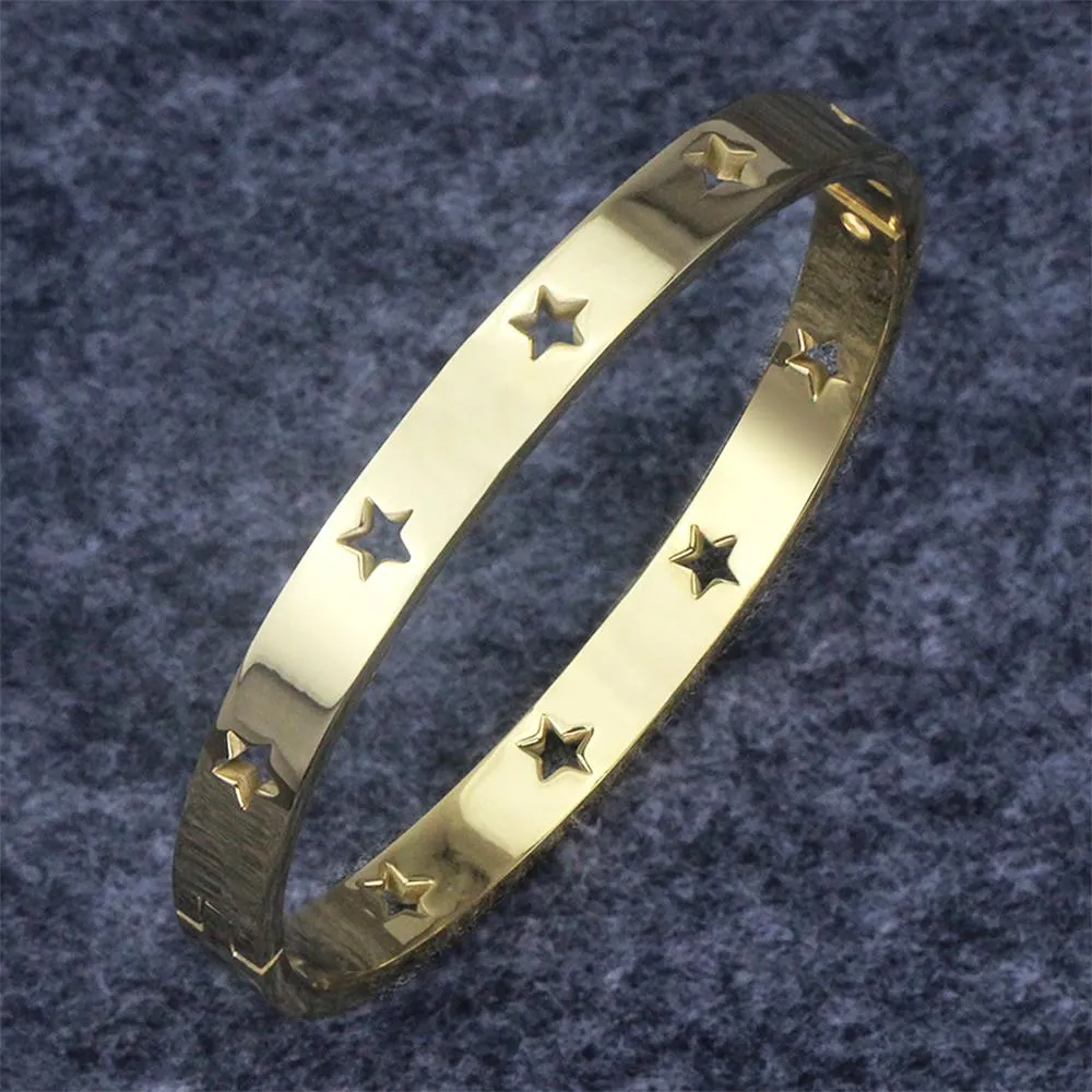 Boxed Bellatrix Star Bangle & V-Style Stud Earrings Set in Gold