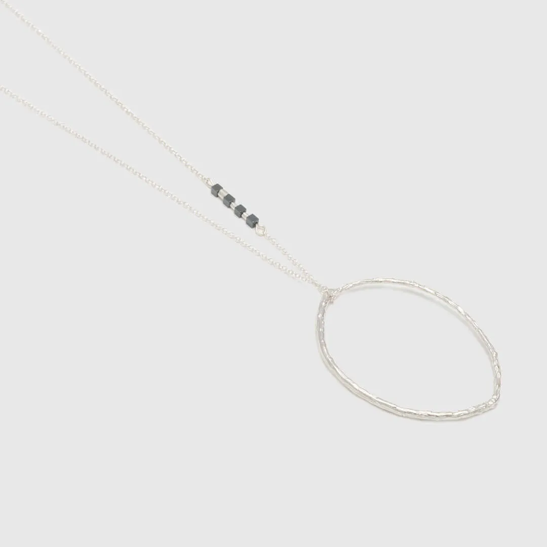 Branch hoop pendant - sparkling necklace - silver 925