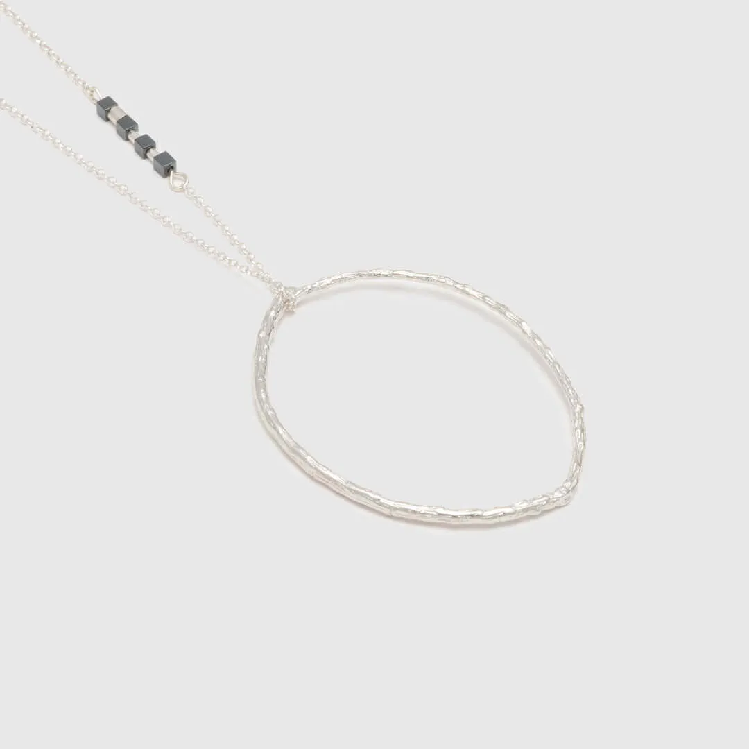 Branch hoop pendant - sparkling necklace - silver 925