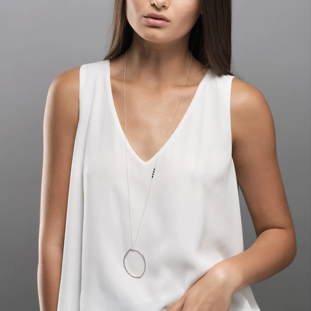 Branch hoop pendant - sparkling necklace - silver 925
