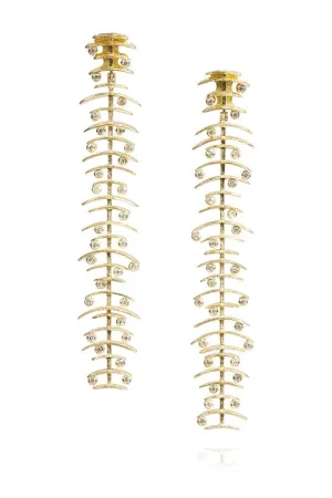 Brilliant Cut Long Drop Diamond Earrings