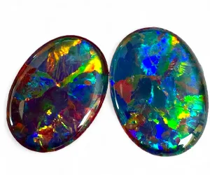 Brilliant Pair Australian Opal Triplets 18x13mm