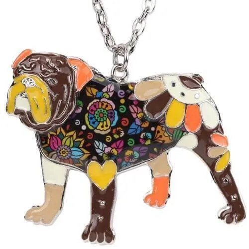 British Bulldog Enamel Pendant Chain