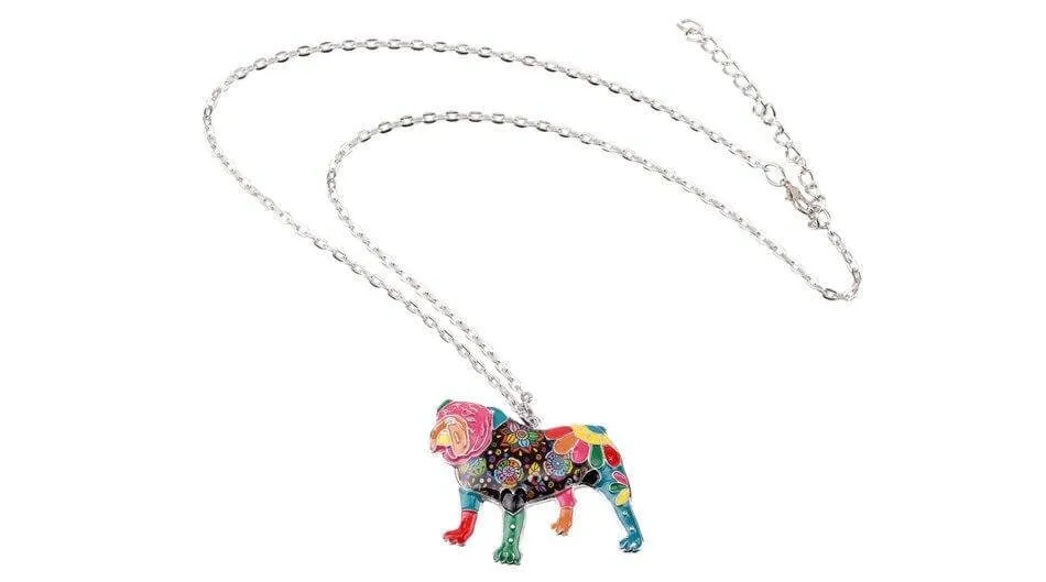British Bulldog Enamel Pendant Chain