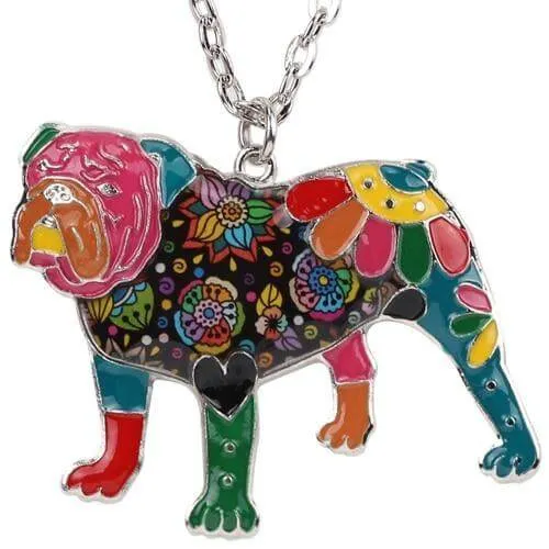 British Bulldog Enamel Pendant Chain