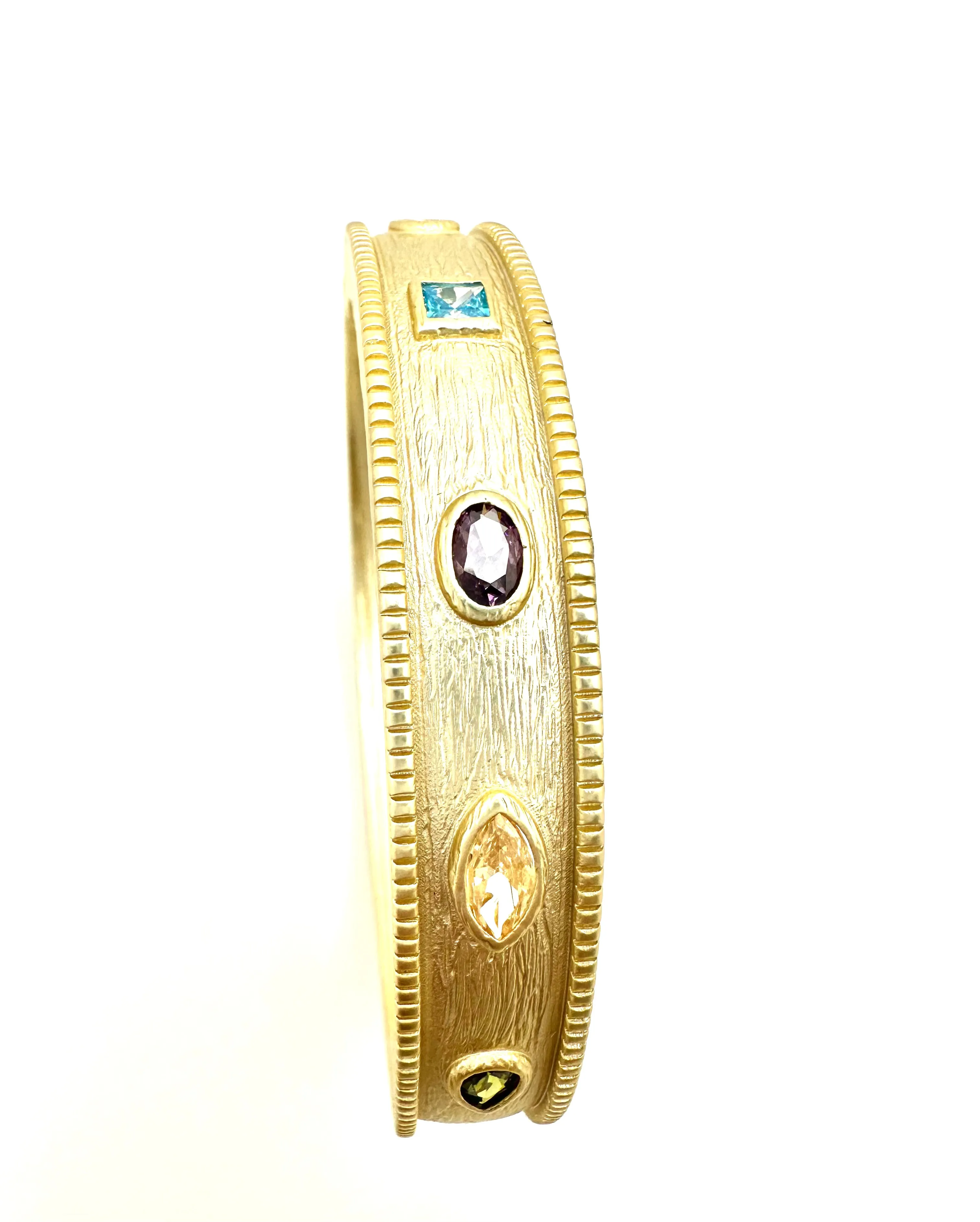 Brushed Multi Stone Bangle