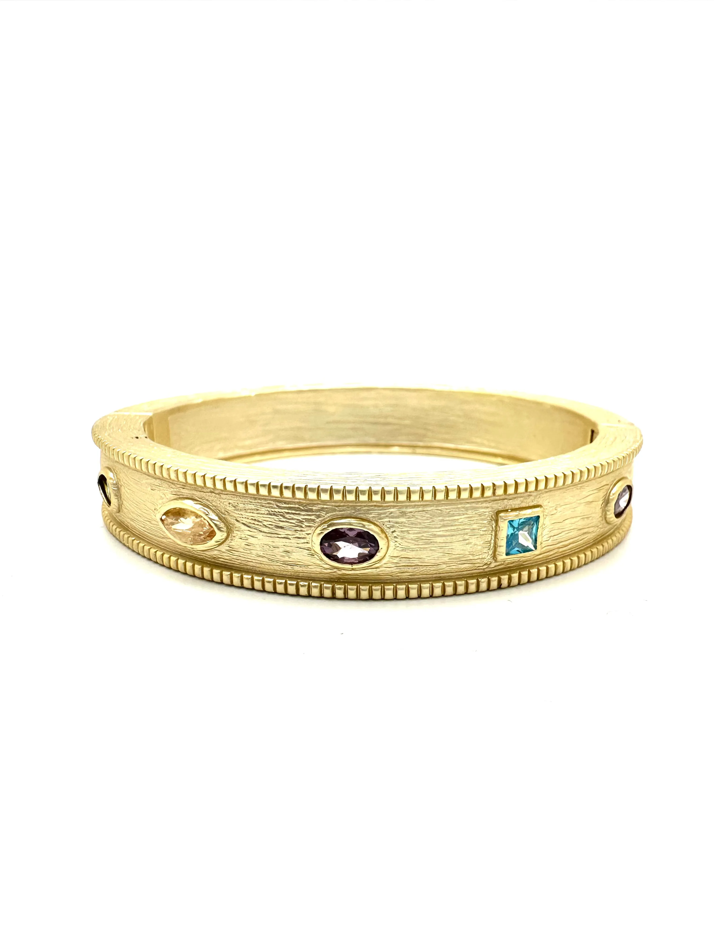 Brushed Multi Stone Bangle