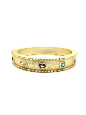 Brushed Multi Stone Bangle