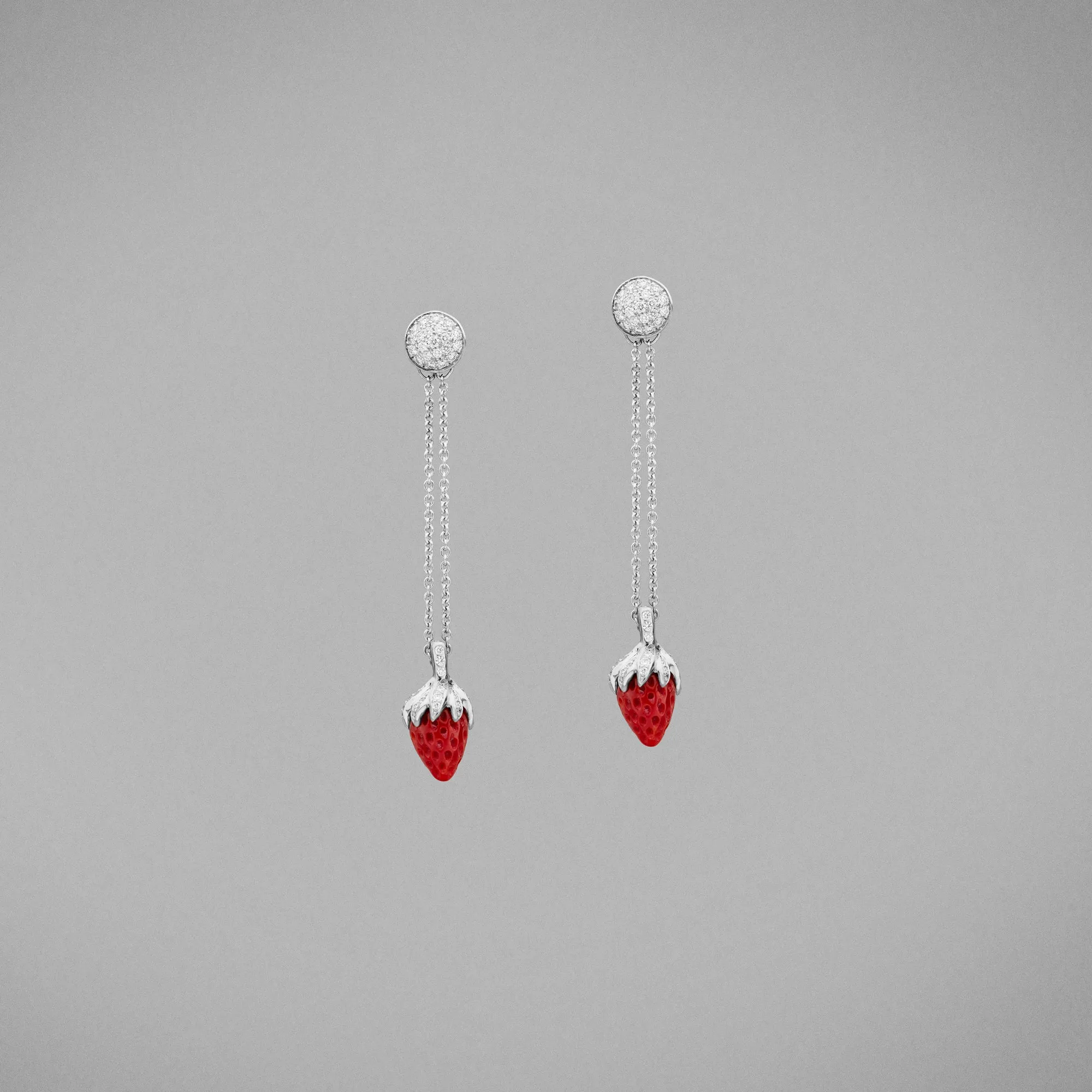Bundova Strawberry Coral and Diamond Earrings