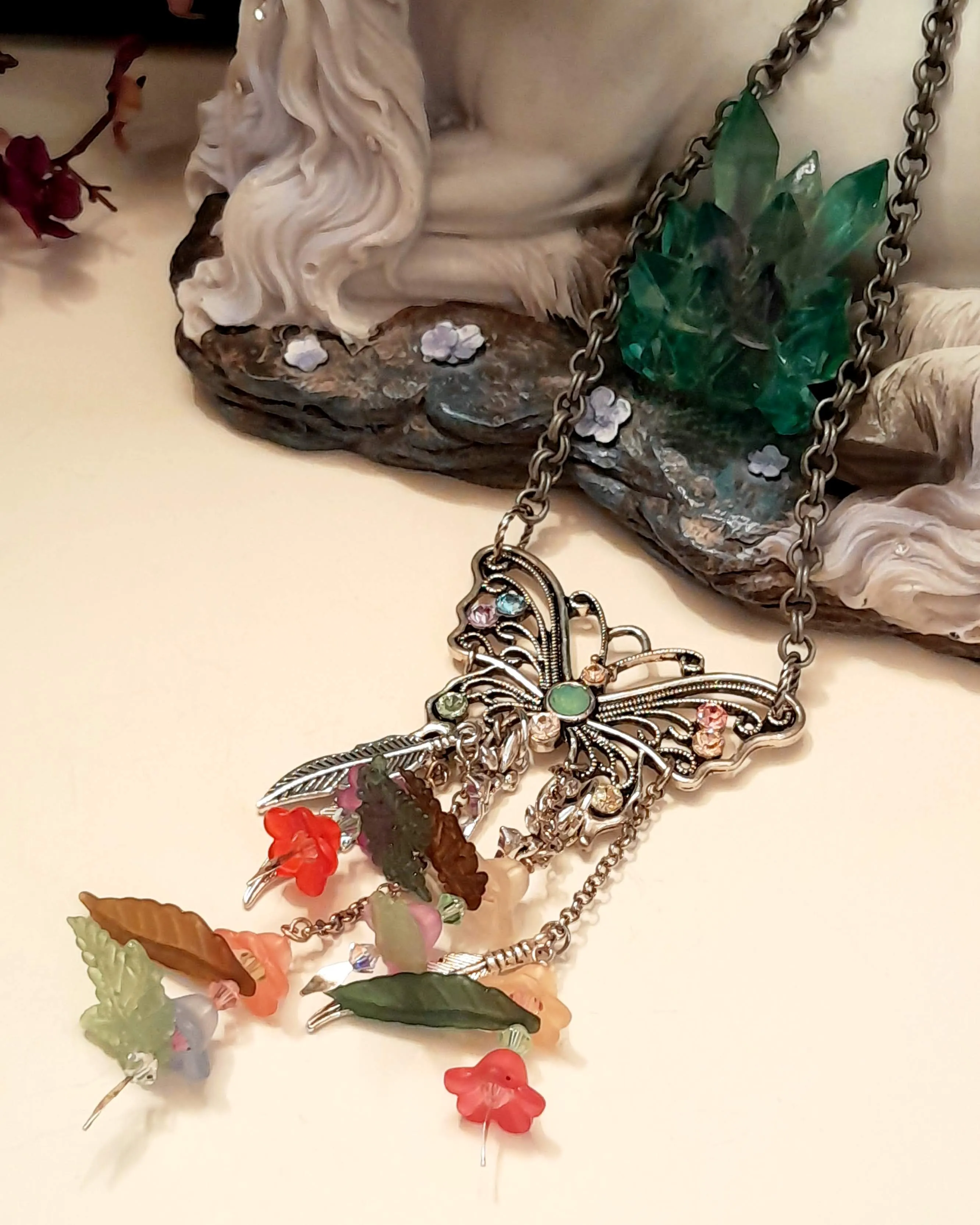 Butterfly Rainbow Flower Necklace