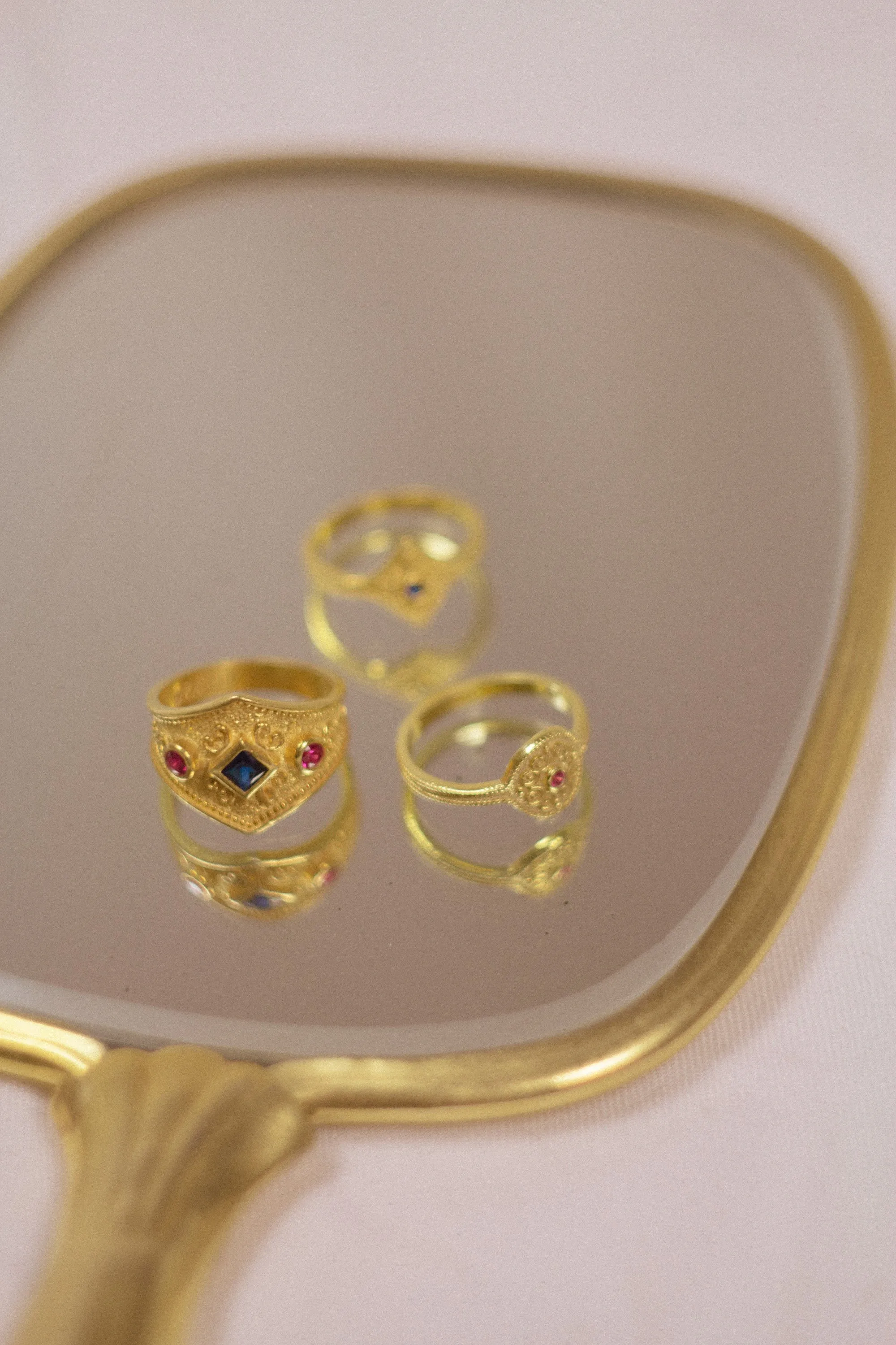 Byzantine Ring, Sapphire Zircon Antique Ring, Ancient Greek Jewelry