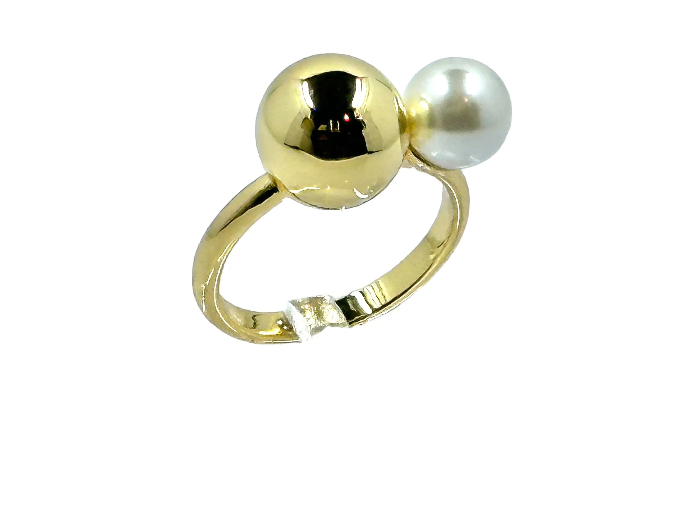 Carrie Pearl Strung Gold Ball Ring