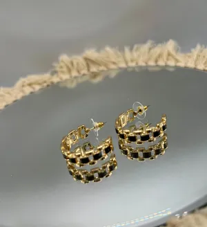Carter Gold and Black C shaped Earrings
