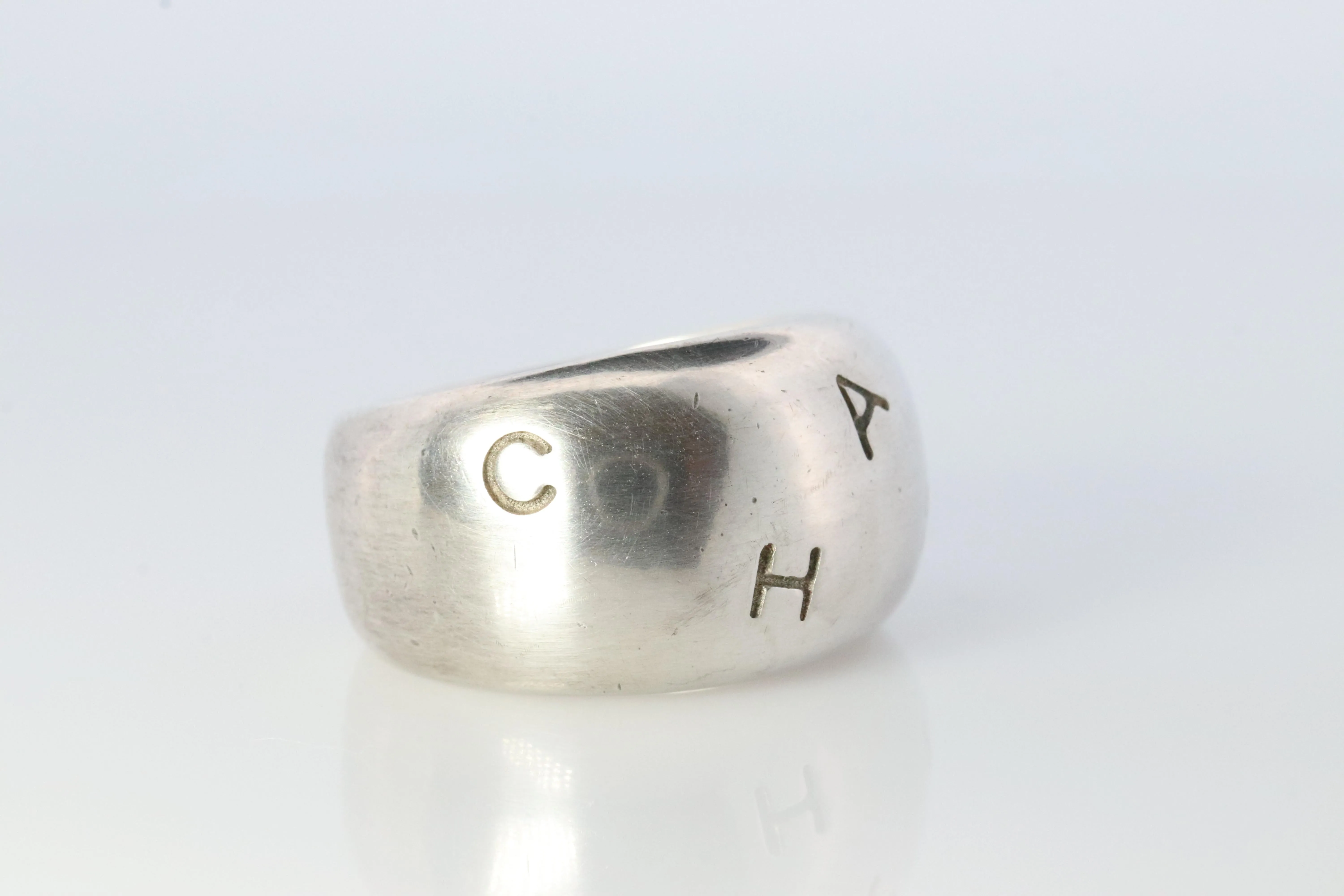 Chanel Ring. Genuine CHANEL Hoop Logo Letters Sterling Silver 925 Band