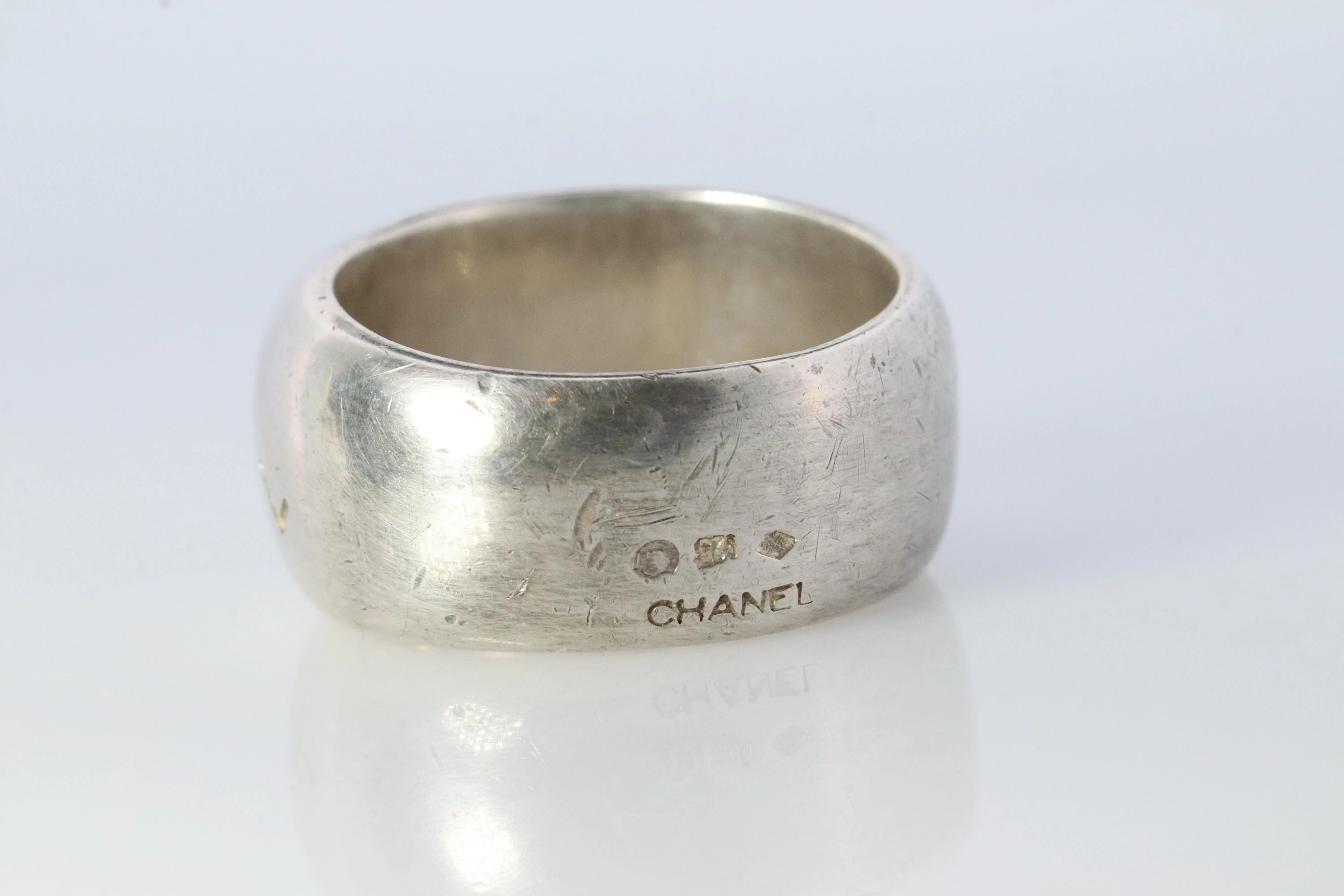 Chanel Ring. Genuine CHANEL Hoop Logo Letters Sterling Silver 925 Band