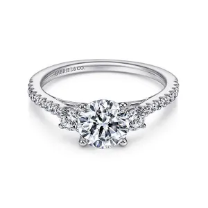 Chantal - 14K White Gold Round Three Stone Diamond Engagement Ring