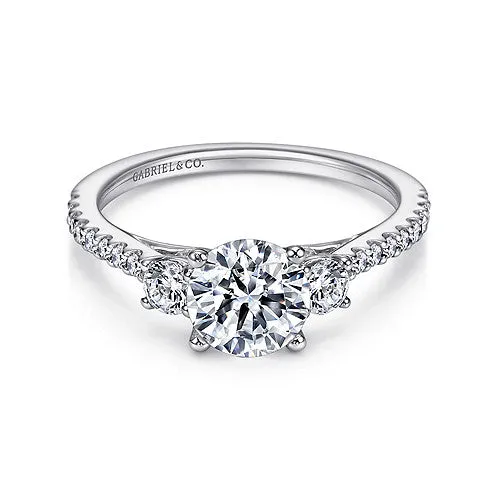 Chantal - 14K White Gold Round Three Stone Diamond Engagement Ring