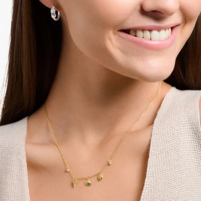 Charming Gold Plated Shells Necklace KE2158-414-14-L45V