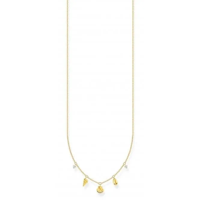 Charming Gold Plated Shells Necklace KE2158-414-14-L45V