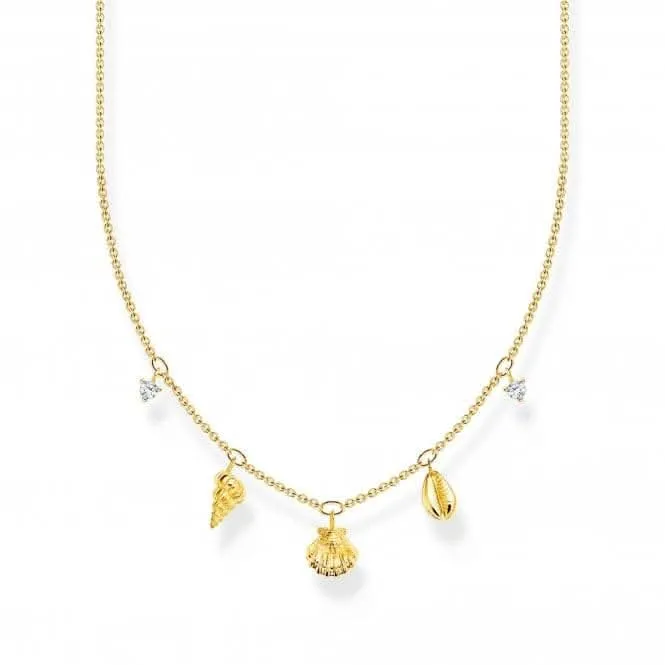 Charming Gold Plated Shells Necklace KE2158-414-14-L45V