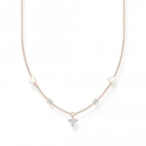 Charming Rose Gold Plated Hearts And White Stones Necklace KE2154-416-14-L42V