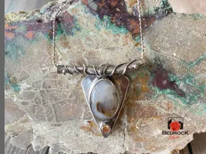 Charming Silver Hand-Fabricated Montana Agate Pendant