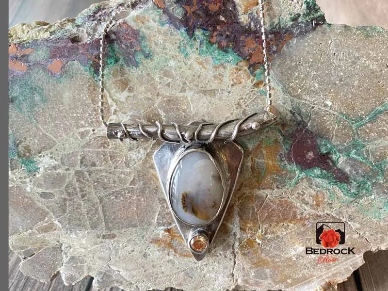 Charming Silver Hand-Fabricated Montana Agate Pendant