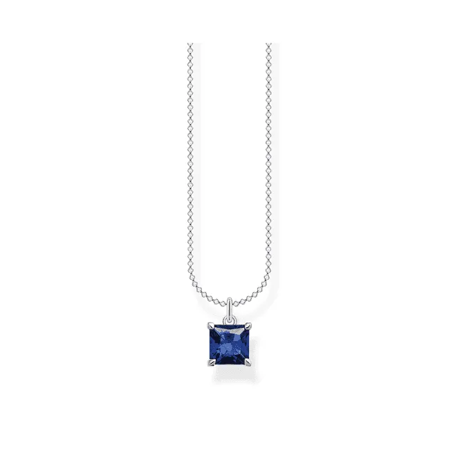 Charming Sterling Silver Blue Stone Necklace KE2156-699-32-L45V