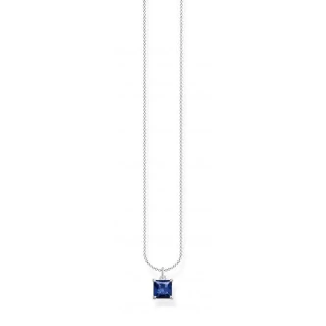 Charming Sterling Silver Blue Stone Necklace KE2156-699-32-L45V